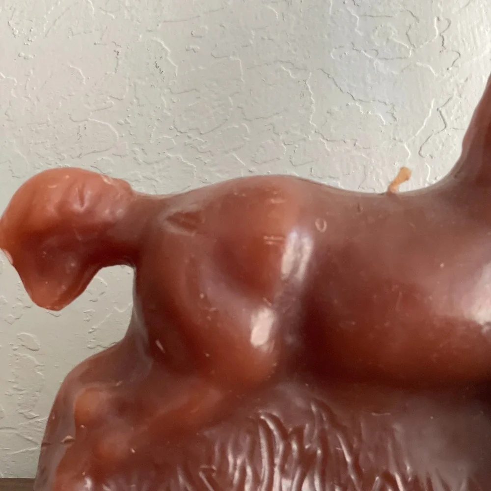 Vintage Large Horse Candle Figurine Wax Brown Equestrian Cabincore Cottagecore‎